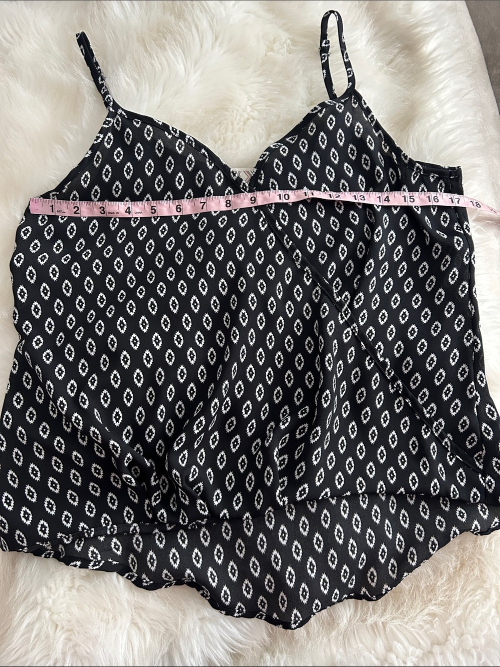 Pink Rose Black Printed V-Neck Camisole Top - Picture 4 of 7